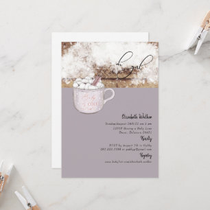 Invitación Oh Chica Chocolate Caliente Rústico Bebé Hace Frío