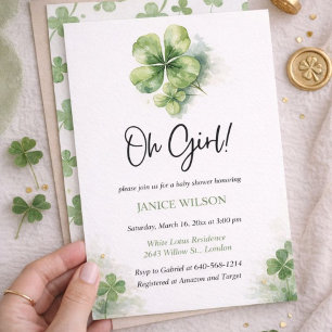 Invitación Oh Chica Cumpleaños de San Patricio Shower de Bebé