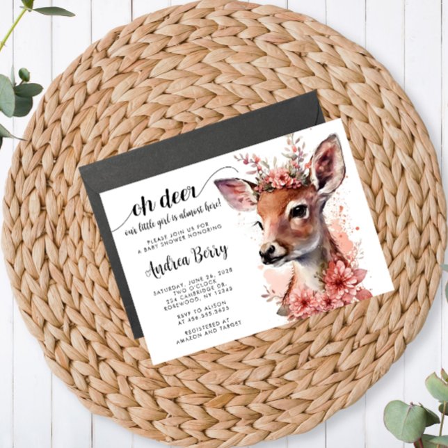 Invitación Oh Chica de Baby Shower Deer (Subido por el creador)