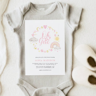 Invitación Oh Chica Frame Boho Rainbow Baby Shower