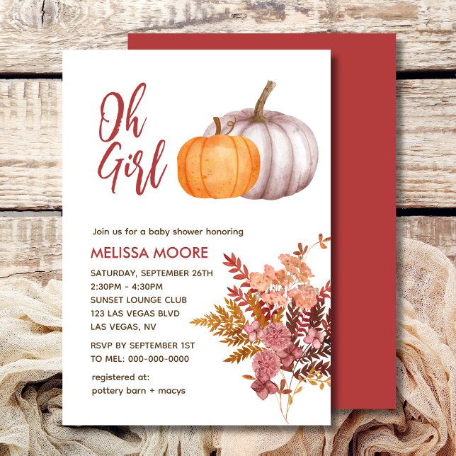 Invitación Oh Chica Hay una calabaza en camino de la ducha de (Subido por el creador)