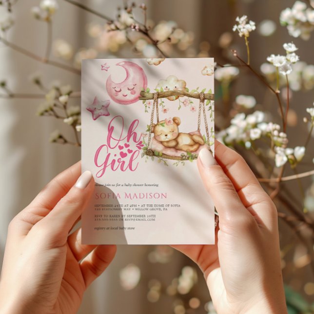 Invitación Oh Chica Pink Teddy Bear Baby Shower (Subido por el creador)