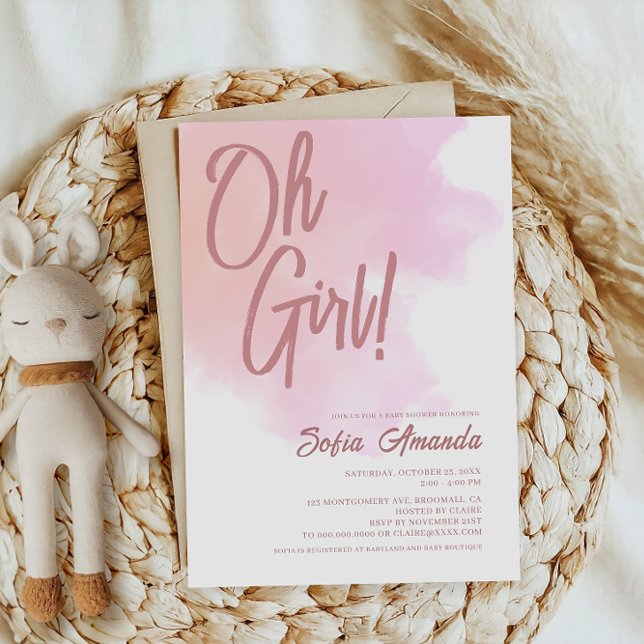 Invitación Oh Chica Rubor Pink Baby Shower (Subido por el creador)