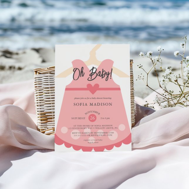 Invitación Oh Chica Vestido Rosa Baby Shower (Subido por el creador)