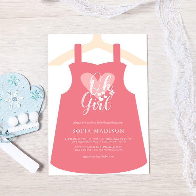 Invitación Oh Chica Vestido Rosa Baby Shower (Subido por el creador)