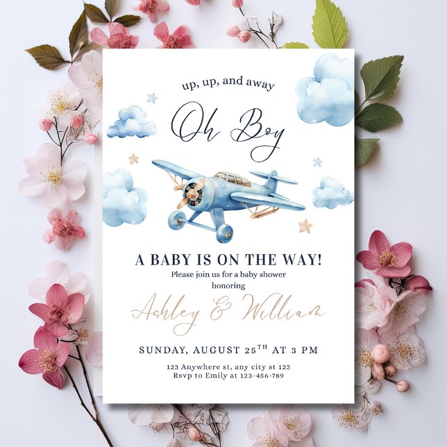 Invitación ¡Oh, chico! Adventure Await Airplane Boy Baby Show (Subido por el creador)