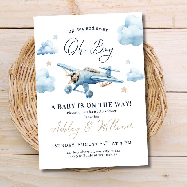 Invitación ¡Oh, chico! Adventure Await Airplane Boy Baby Show (Subido por el creador)