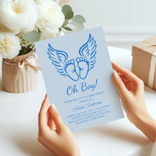 Invitación ¡Oh, chico! Angel Wings Baby Shower para niños