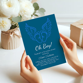Invitación ¡Oh, chico! Angel Wings Baby Shower para niños