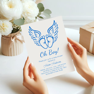 Invitación ¡Oh, chico! Angel Wings Baby Shower para niños