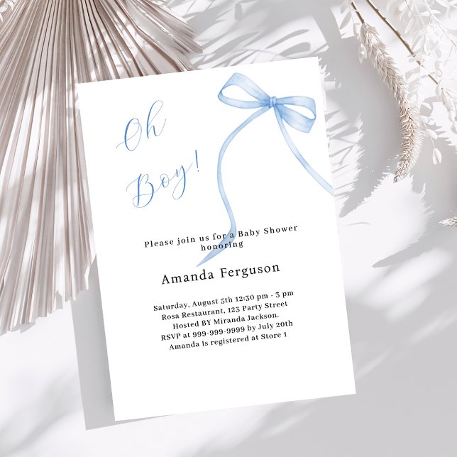 Invitación Oh chico azul arco simple Baby Shower elegante (Subido por el creador)