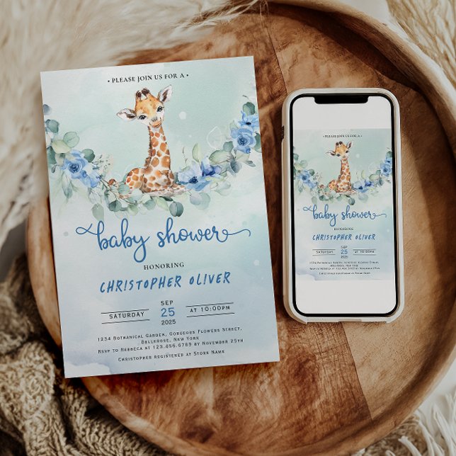 Invitación ¡Oh, chico! Baby Giraffe Baby Shower (Subido por el creador)