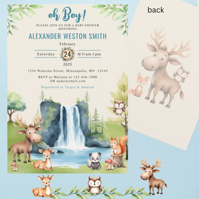 Invitación ¡Oh, chico! Baby Shower de cascada de animales de  (Subido por el creador)