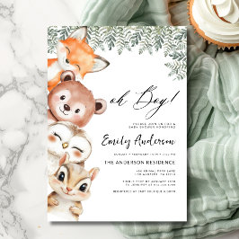Invitación ¡Oh, chico! Baby Shower de Woodland Animals