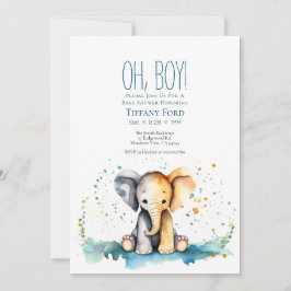 Invitación ¡Oh, chico! Baby Shower vertical para bebés con Sa