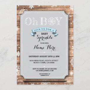 Invitación OH CHICO Baby Shower Wood Winter Sprinkle Invite