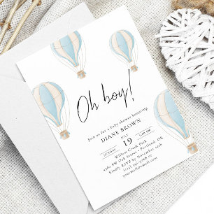 Invitación Oh chico Blue Air Balloon Baby Shower