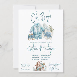 Invitación ¡Oh, chico! Blue Baby Layette Baby Shower