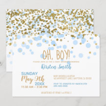 ¡Oh chico! Blue & Gold Confetti Boy Baby Shower