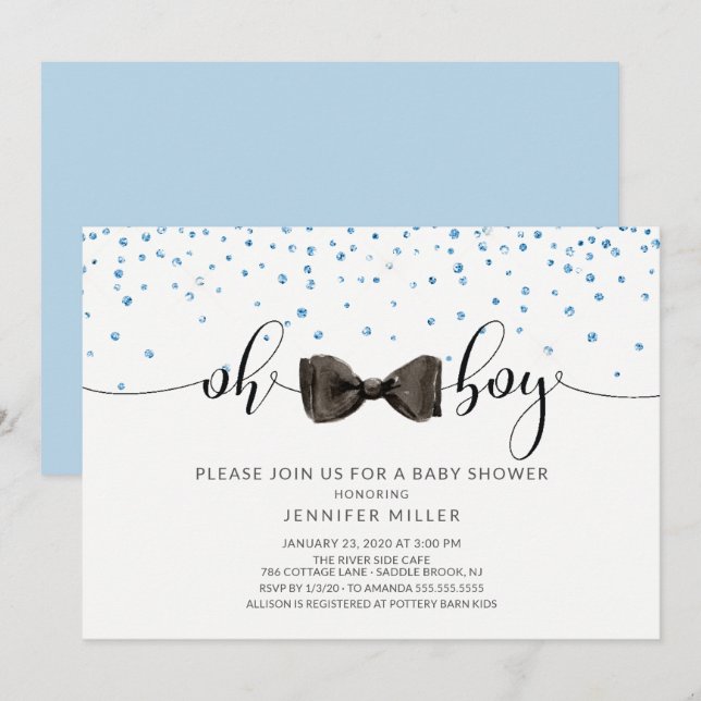 Invitación ¡Oh, chico! Bow Tie Boys Baby Shower (Anverso / Reverso)