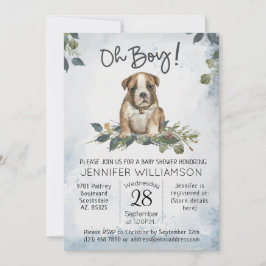 Invitación ¡Oh, chico! Bulldog Cachorro de agua moderna bebé