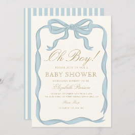 Invitación Oh chico Cinta azul lindo elegante Baby Shower