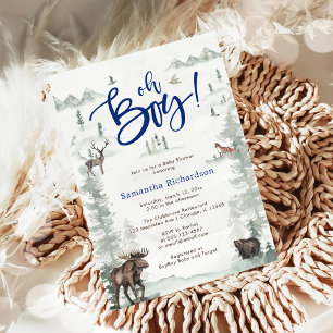 Invitación Oh Chico Comienza La Aventura Bosque Baby Shower