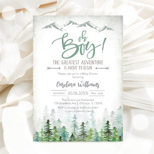 Invitación Oh Chico Comienza La Aventura Bosque Baby Shower