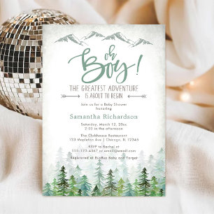 Invitación Oh Chico Comienza La Aventura Bosque Baby Shower