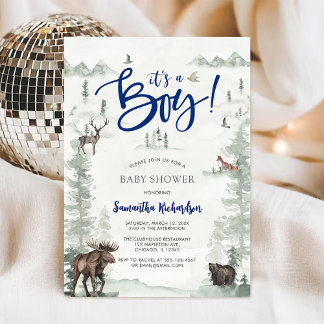 Invitación Oh Chico Comienza La Aventura Bosque Baby Shower