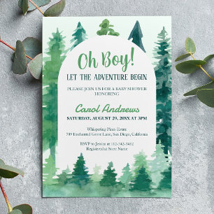 Invitación ¡Oh chico! Comienza la aventura Fiesta de bebé