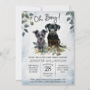 Invitación ¡Oh, chico! Cute Lyla y Rockie Baby Shower