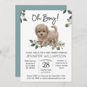 Invitación ¡Oh, chico! Dog Baby Shower Labradoodle