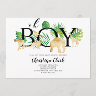 Invitación ¡Oh, chico! Faux Jungla de oro Baby Shower