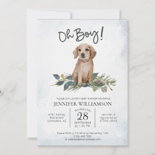 Invitación ¡Oh Chico! Fiesta de Bebé Niño Cachorro