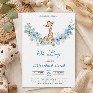Invitación ¡Oh Chico! Fiesta de Bienvenida de Jirafa Bebé