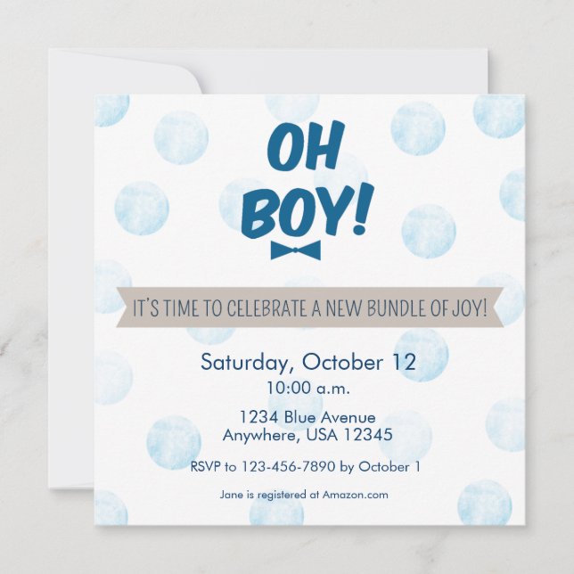 Invitación ¡Oh chico!Invitación a Baby Shower (Anverso)