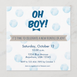 Invitación ¡Oh chico!Invitación a Baby Shower