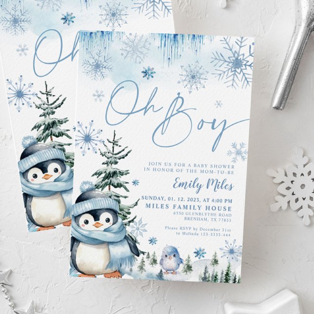 Invitación Oh Chico invitación, penguín de invierno ducha de  (Subido por el creador)