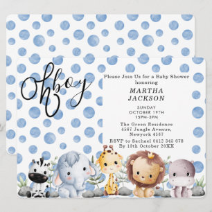 Invitación Oh chico lindo animal Safari vegetación chico baby
