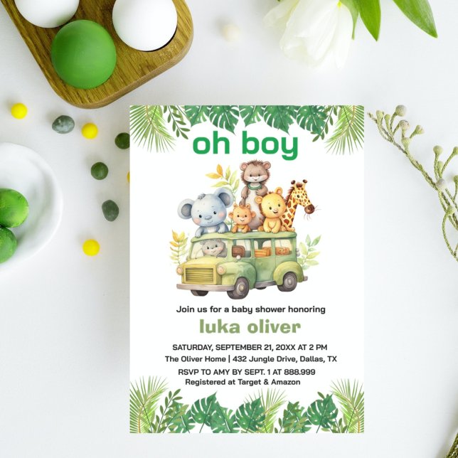 Invitación oh chico lindo jungla safari animales bebé ducha (Subido por el creador)