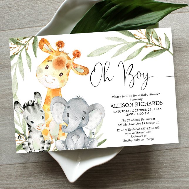 Invitación Oh chico lindo Safari animal vegetación chico duch (Subido por el creador)