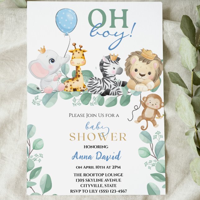 Invitación oh chico lindo safari jungla animales bebé ducha (Subido por el creador)