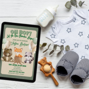 Invitación Oh Chico Nueva Aventura Animal del Bosque Baby Sho