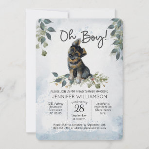 Invitación ¡Oh, chico! Perro Baby Shower German Shepherd