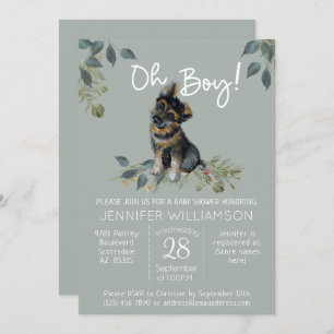 Invitación ¡Oh, chico! Perro Baby Shower Pastor Alemán Pastor