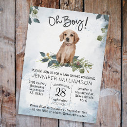 Invitación ¡Oh, chico! Recuperar Baby Shower de perrito acuát