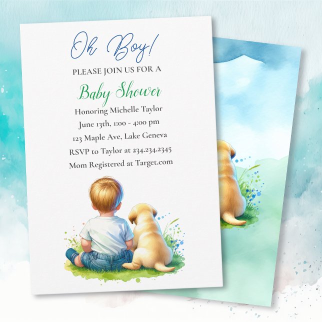 Invitación ¡Oh Chico! Un Bebe y su Perro Baby Shower (Subido por el creador)