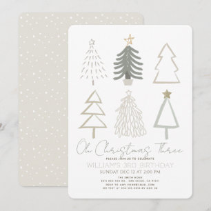 Invitación Oh Christmas Three Boho Árboles Verdes Cumpleaños