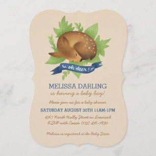 Invitación "¡Oh ciervo!" Cuadros Woodland Themed Boy Baby Sho